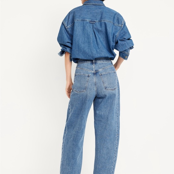 Old Navy High-Waisted Barrel Ankle Jeans – Size 18, Medium Wash, NWT - Picture 3 of 6